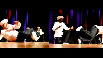 Opening act for dinner breakdance chefs