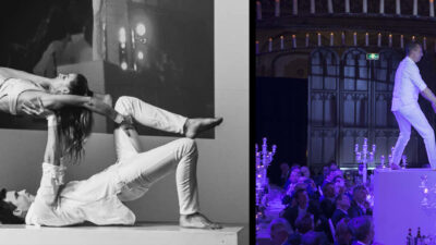 Grondacrobatiek duet op sokkel diner intermezzo