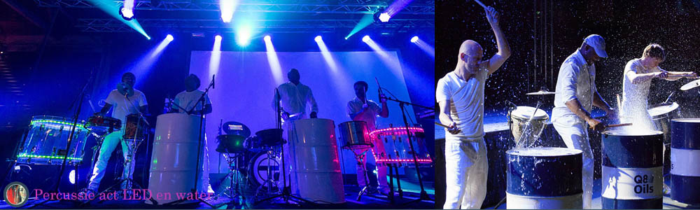 Percussie act met olievaten en LED