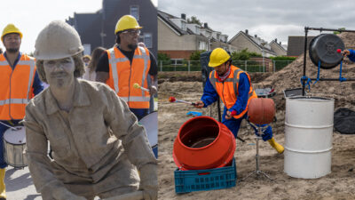 Percussie act bouw op bouwmaterialen