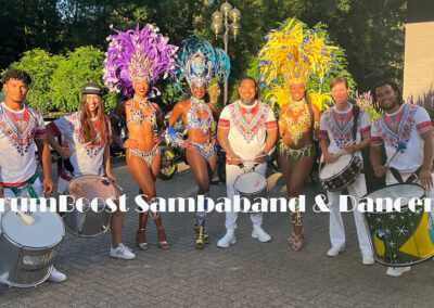 DrumBoost sambaband mobiele drumact met Braziliaanse danseresssen