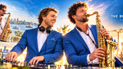 Beginpagina 4 DJ sax duo The Brotherhood lounge, dance background and party music