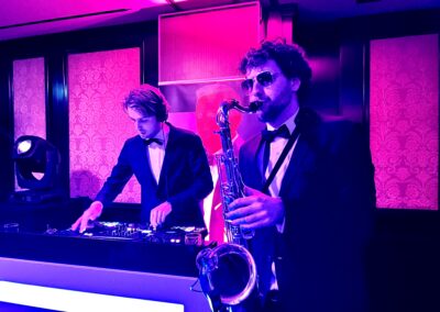 DJ sax duo The Brotherhood James Bond party
